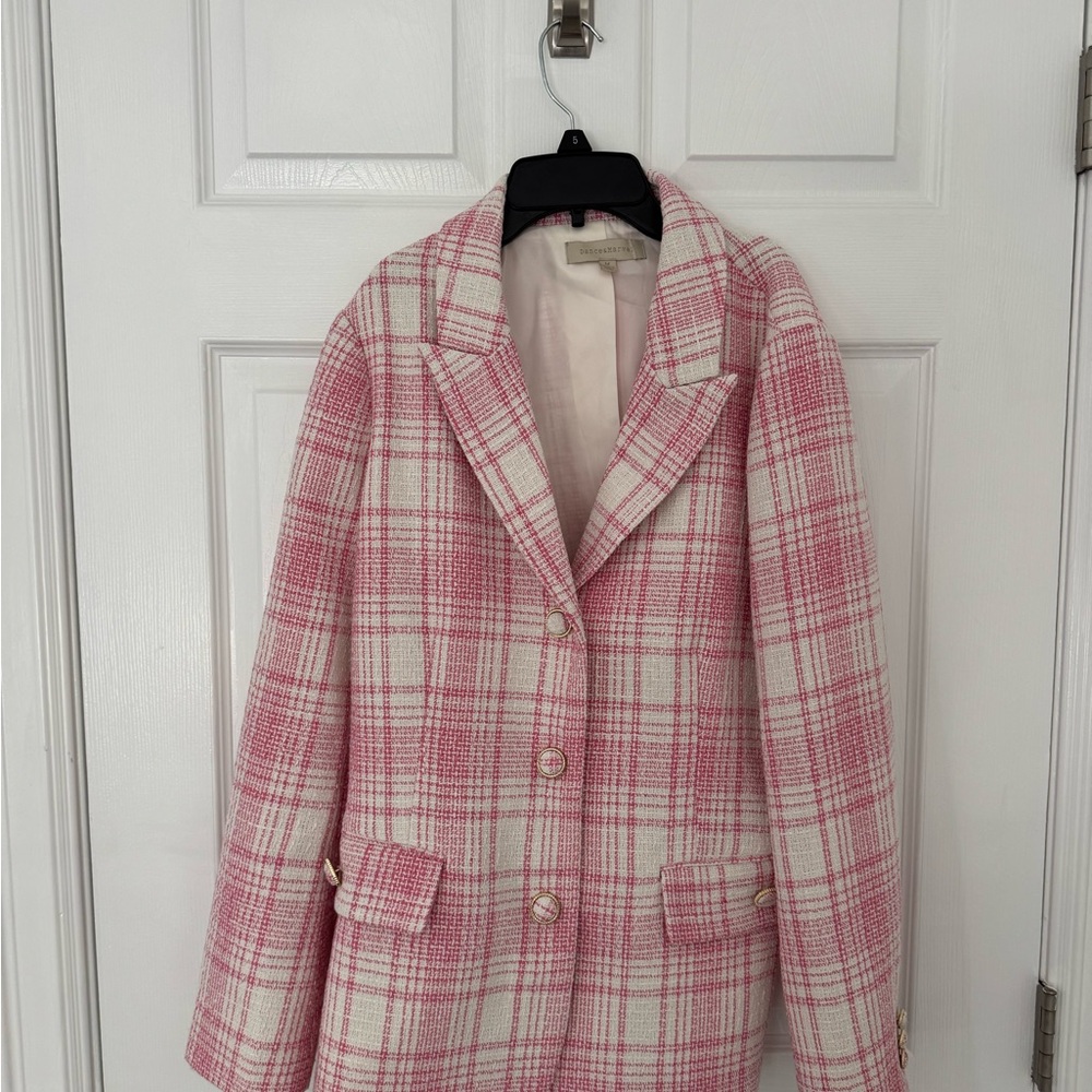 Dance & Marvel Pink Plaid Blazer